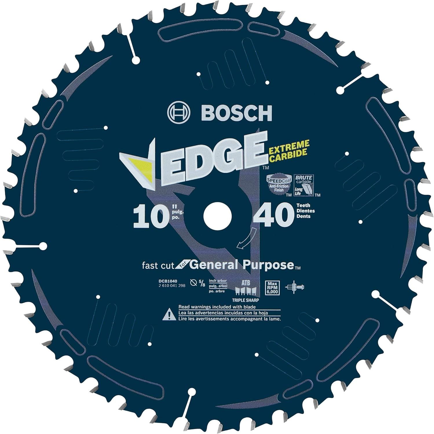 Bosch DCB1040 10 Inch 40 Tooth Edge Circular Saw Blade for General Purpose