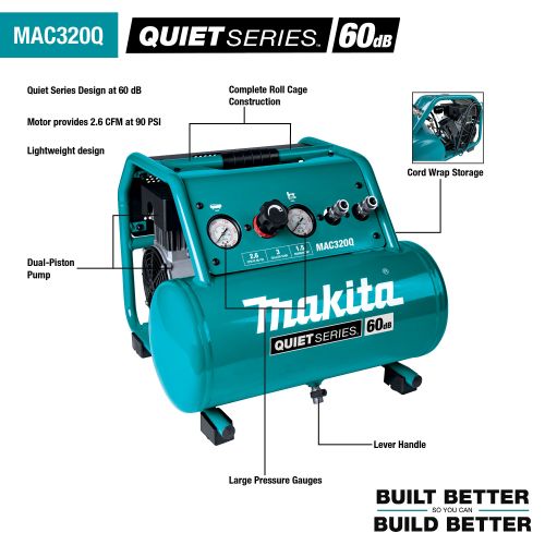 MAC320Q 1.5HP 3 Gallon Quiet Compressor
