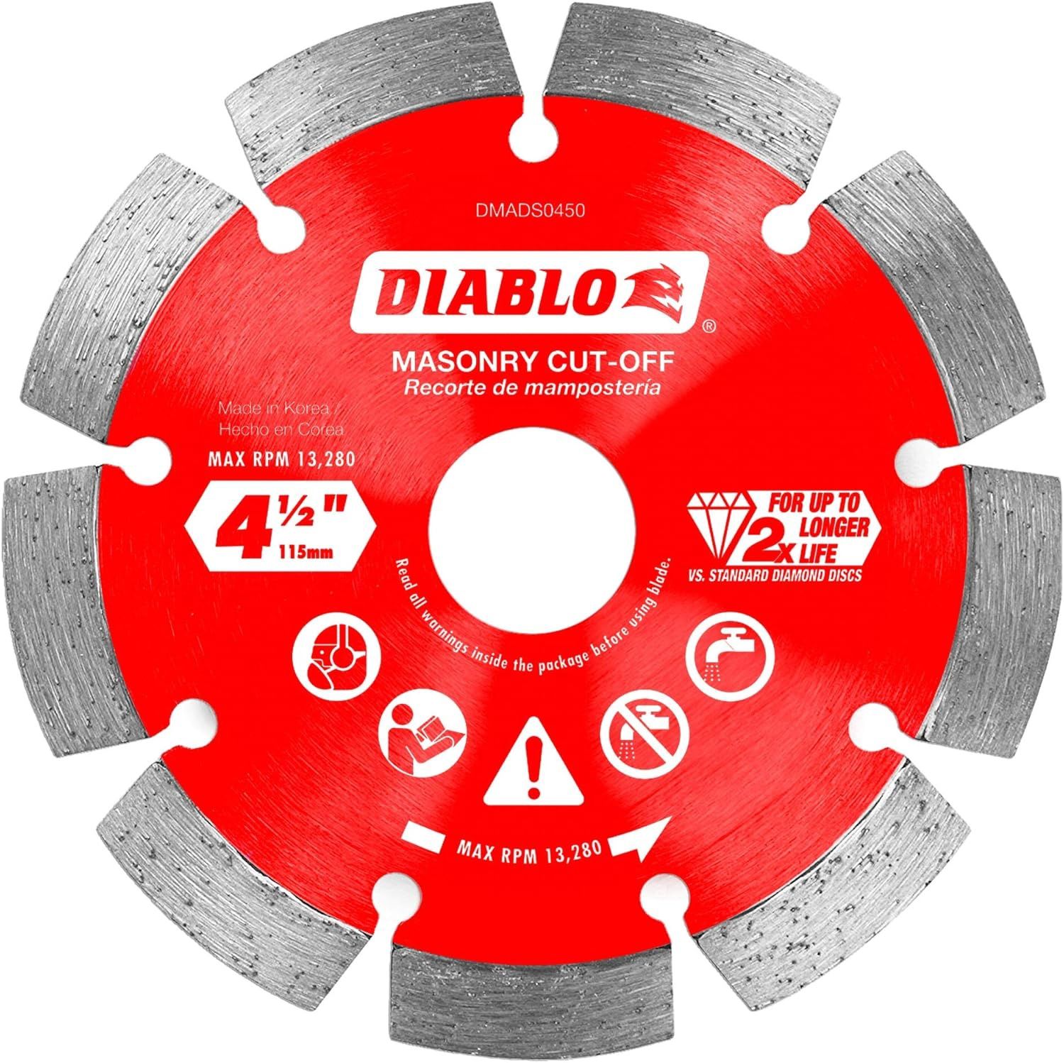 DMADST0450 4-1/2 in. Diamond Segmented Turbo Cut-Off Discs for Masonry