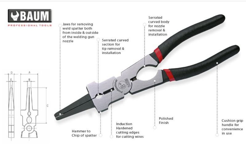 32 MIG Welding Pliers , Steel- CRV, Finish- Polished 8&quot; / 200 MM