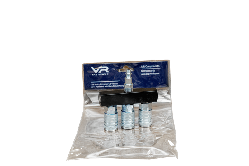 vr1/4CONM 1/4&quot; IND QC Black MANIFOLD 3 COUPLER X 1 NIPPL
