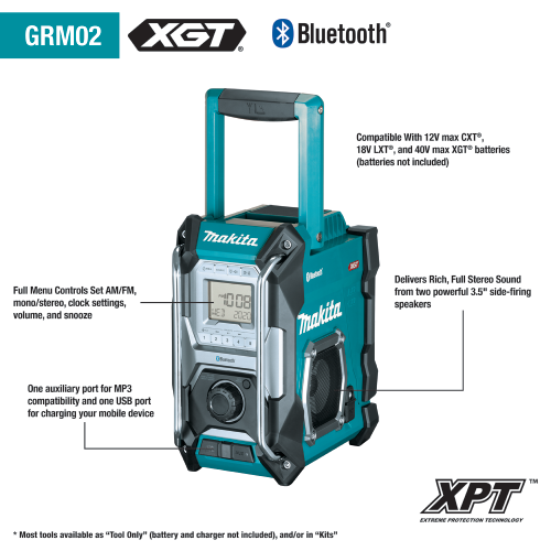 MR002G 12 - 40V Max CXT LXT XGT Bluetooth Jobsite Radio (Tool Only)