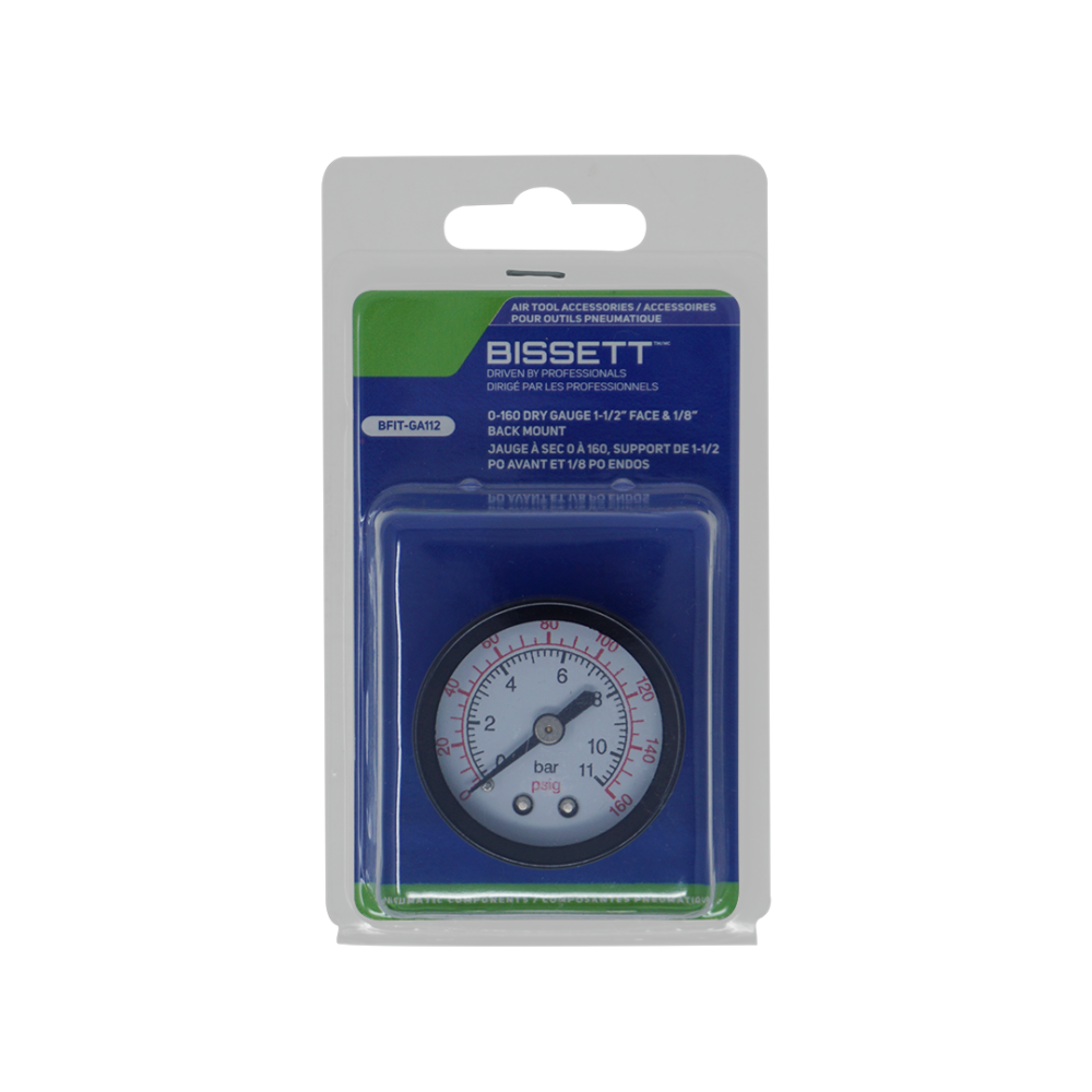 BAF-GA112 0-160 DRY GAUGE 1-1/2&quot; FACE &amp; 1/8&quot; BACK MOUNT