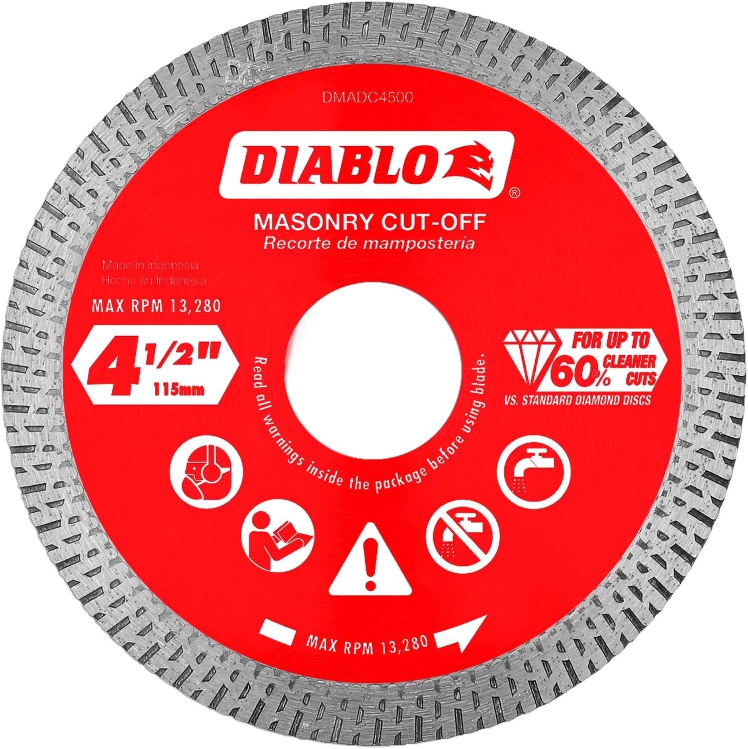 DMADC0450 4-1/2 in. Diamond Continuous Rim Cut-Off Discs for Masonry