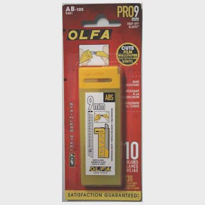 AB-10S Olfa 9mm Stainless Steel Snap-Off Blades - 10/pk