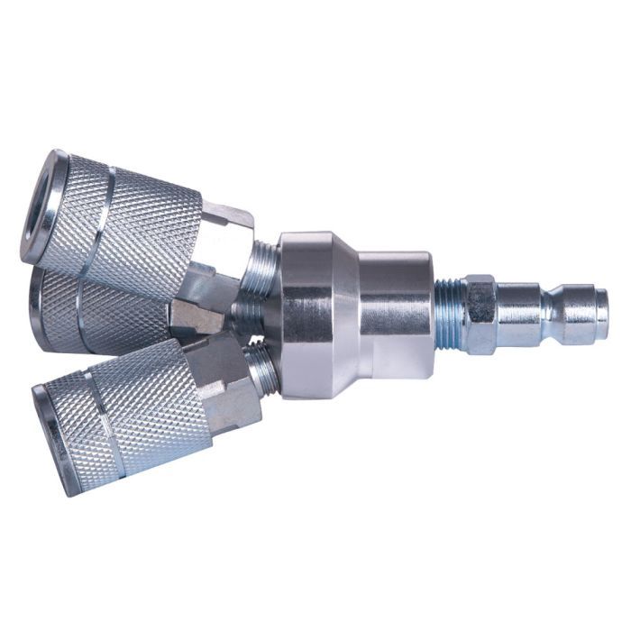 VR3/83W 3/8&quot; AUTO QC T MANIFOLD 3 COUPLER X 1 NIPPL