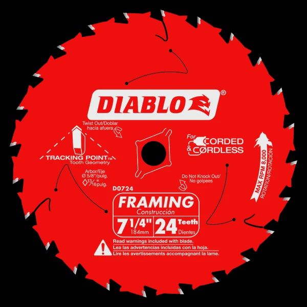 D0724A 7-1/4 in. x 24 Tooth Framing Saw Blade