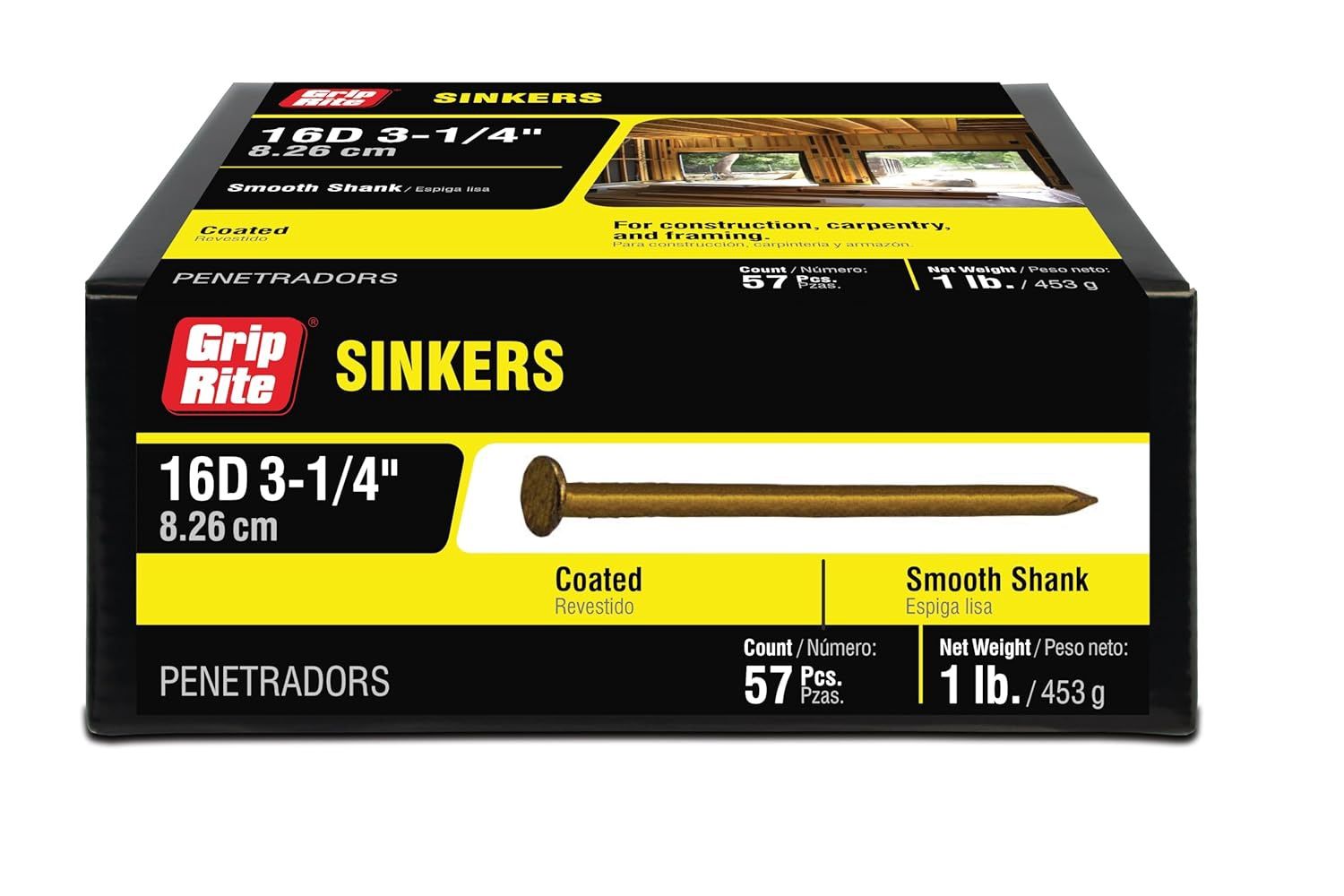 53127 16D 3-1/4&quot; Smooth sinker nails[Cement]