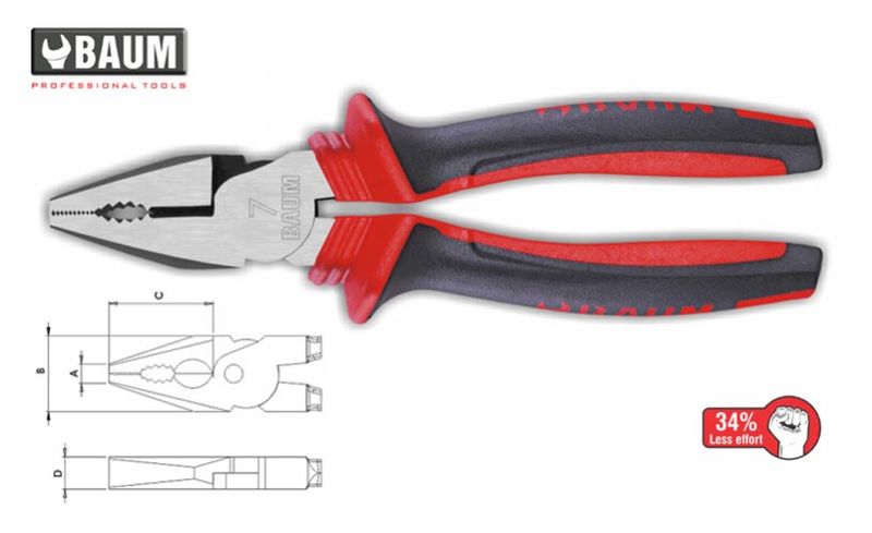 10 Offset Combination Cutting Pliers, Steel 7&quot; / 180 MM