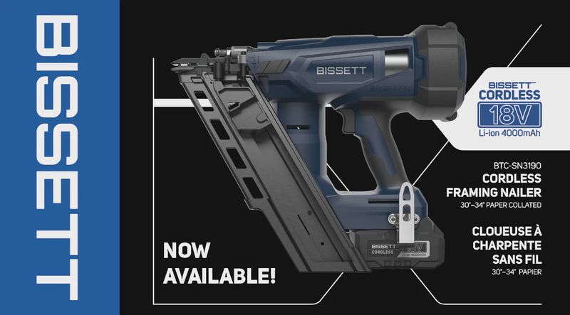 Bissett BTC-SN3190 Cordless Framing Nailer 30° - 34° Paper Collated