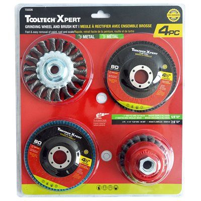 733336 4PC Grinding Wheel &amp; Wire Cup Brushes Kit