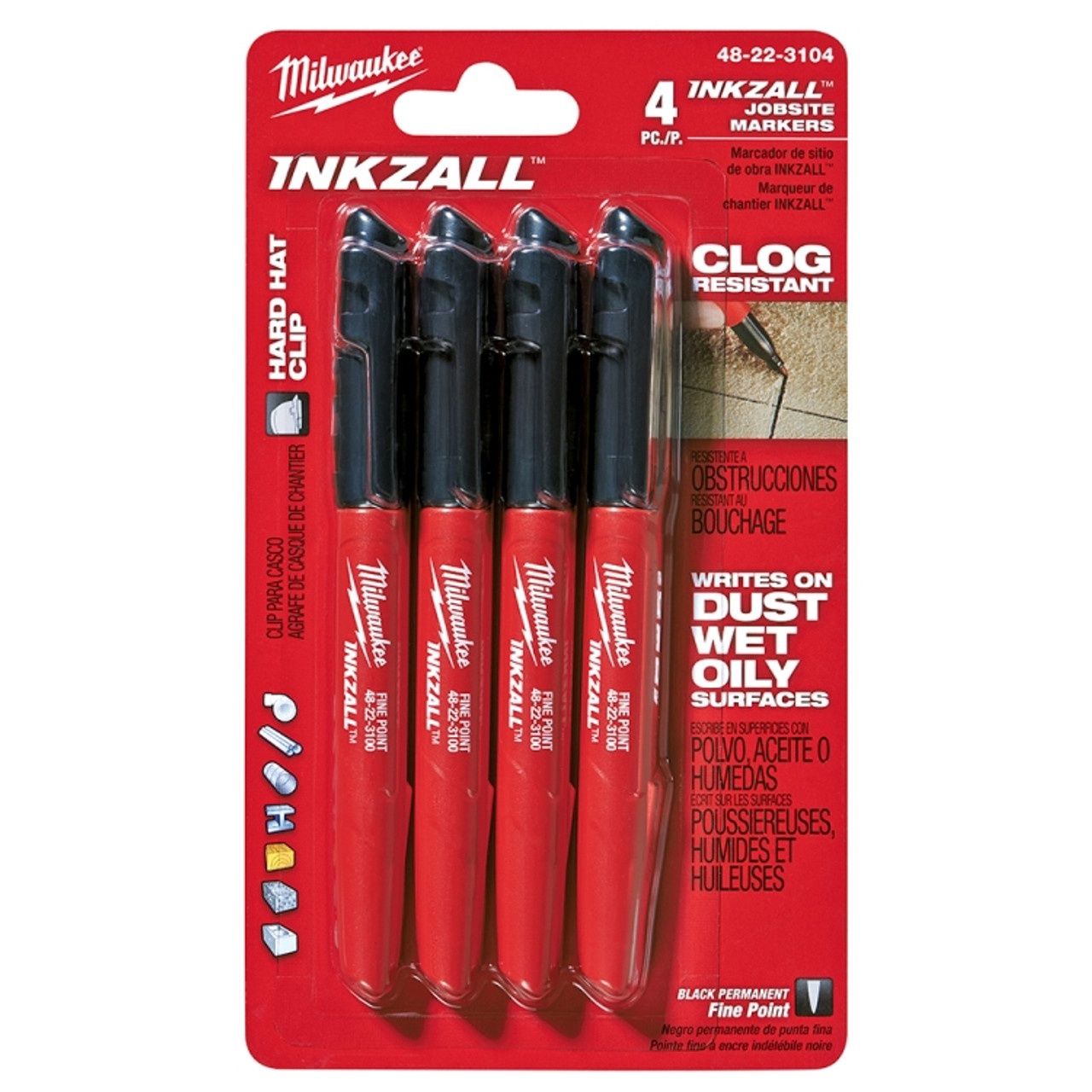 48-22-3104 4PK BLACK FINE POINT INKZALL MARKER
