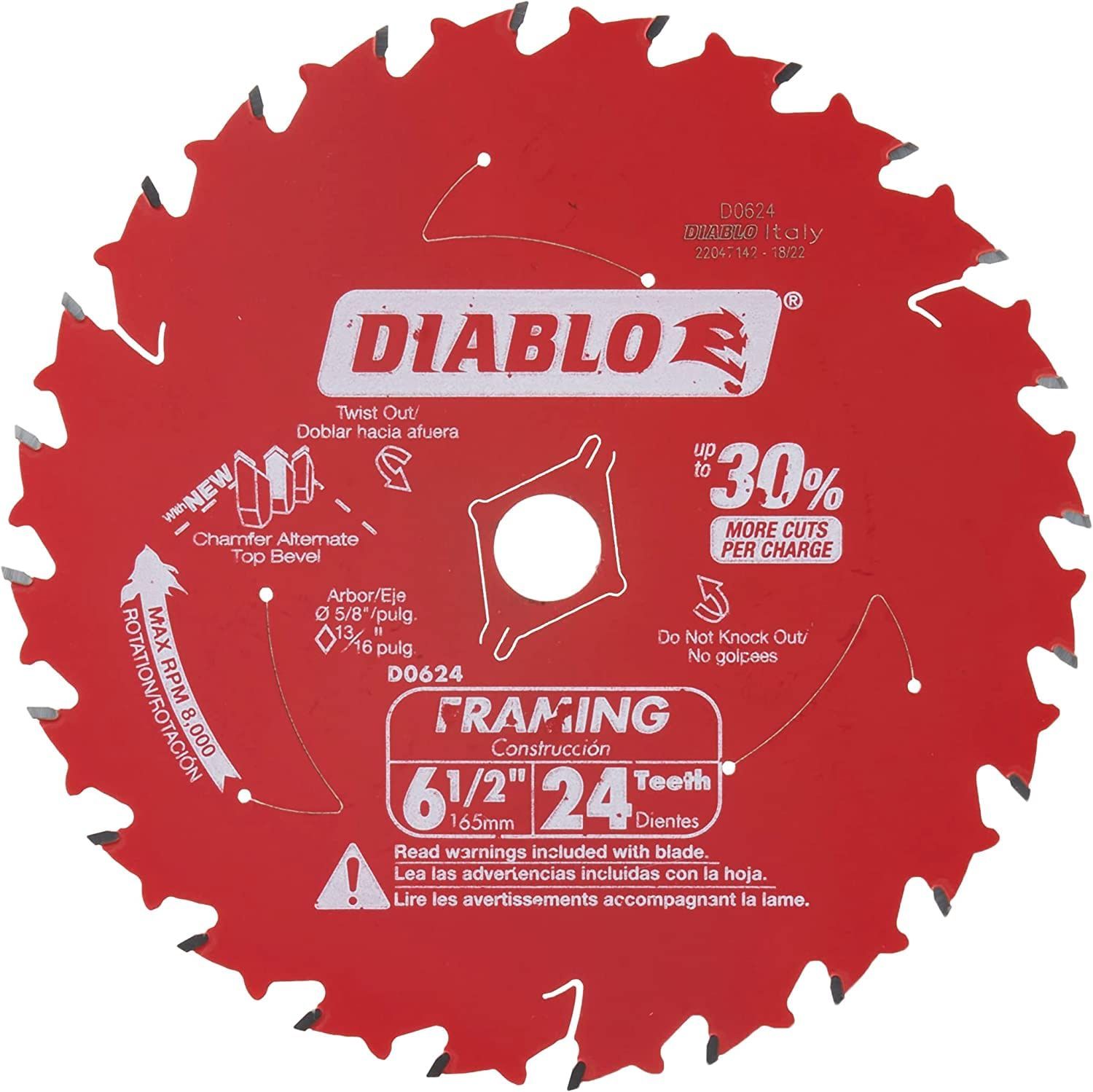 D0624A 6-1/2 in. 24-Tooth Framing Saw Blade