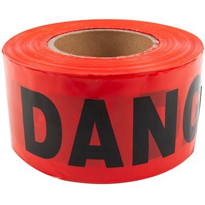 178505 Danger Tape With Dispenser 3inx1000ft