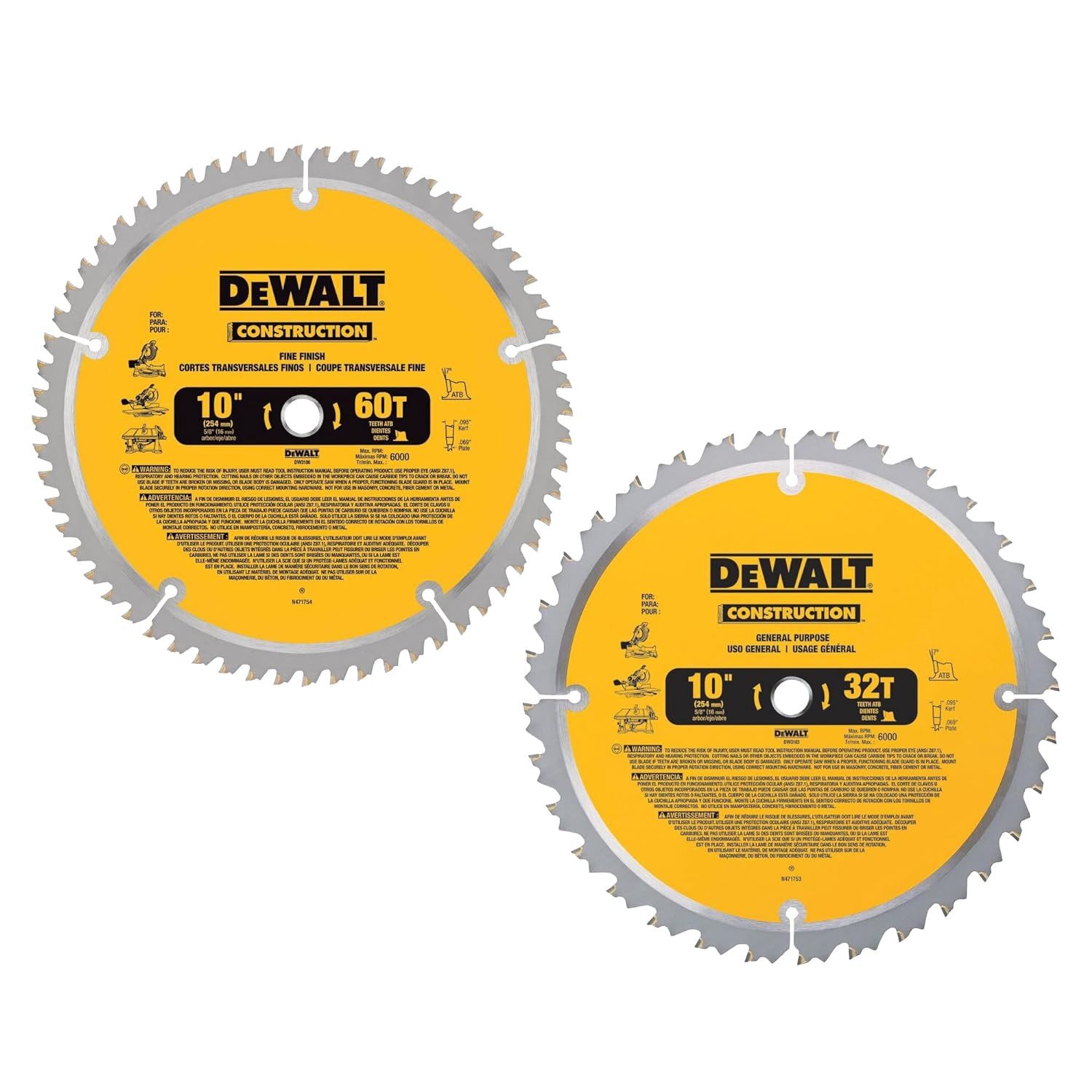 DW3106P5 Dewalt Blades 60T &amp; 32T Combo
