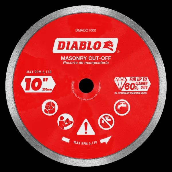 DMADC1000 10 in. Diamond Continuous Rim Cut-Off Discs for Masonry