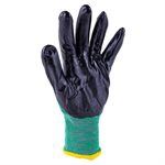 105613 1dz. Knitted Polyester Gloves Green With Black Nitrile Palm B