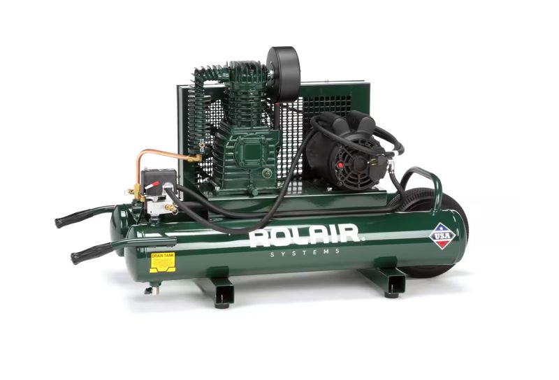 5715K17-0143 Rolair 1.5-HP 9-Gallon Electric Dual Voltage Wheelbarrow Air Compressor (115-230V 1-Ph…