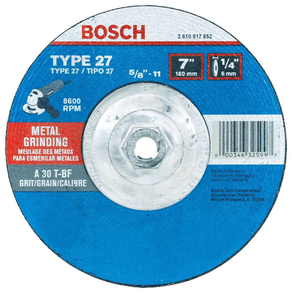 GW27M500 Grind Metal T27, 5x1/4x7/8,A30T