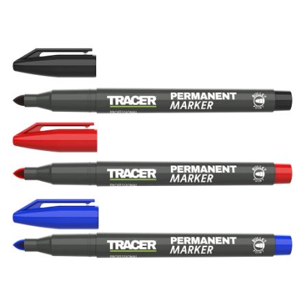 TRACER Pack Of 4X Permanent Markers (Black, Red, Blue)