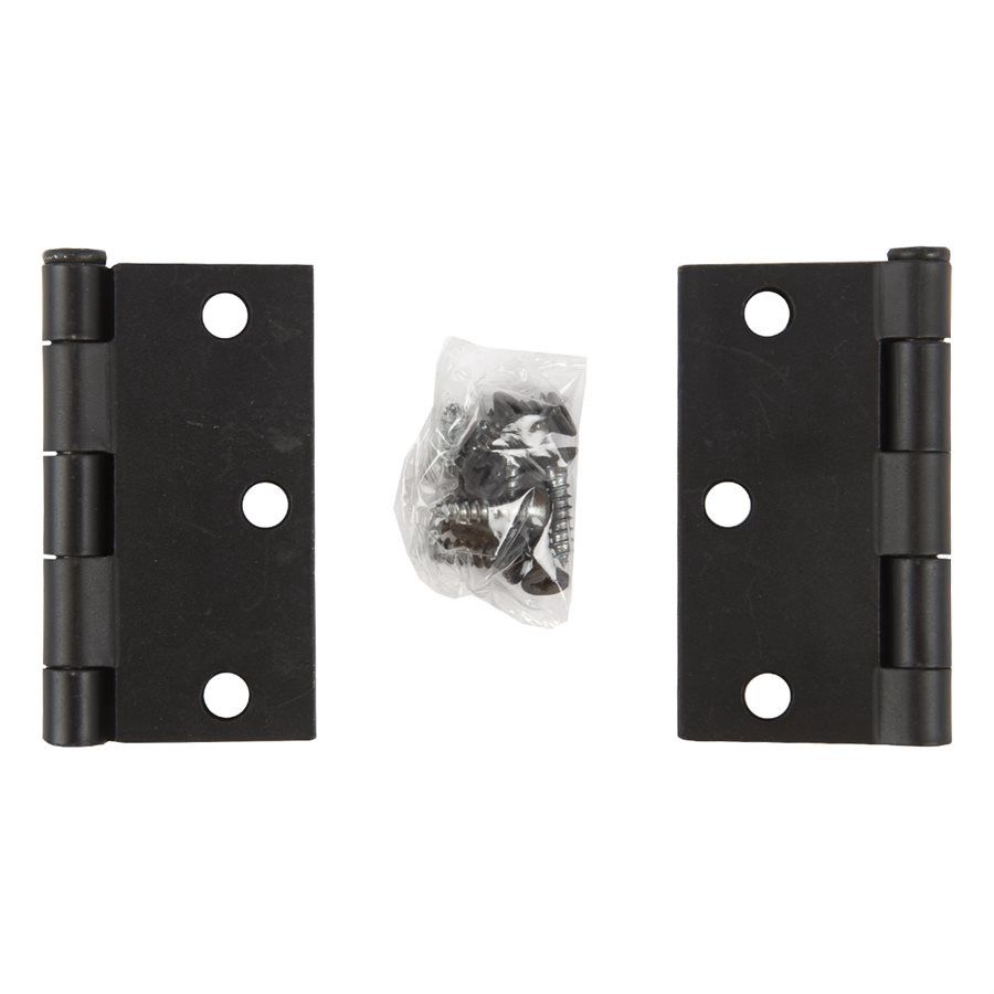 100920 2PC Door Hinge 3in x 3in x 2mm Square Corner Black Steel