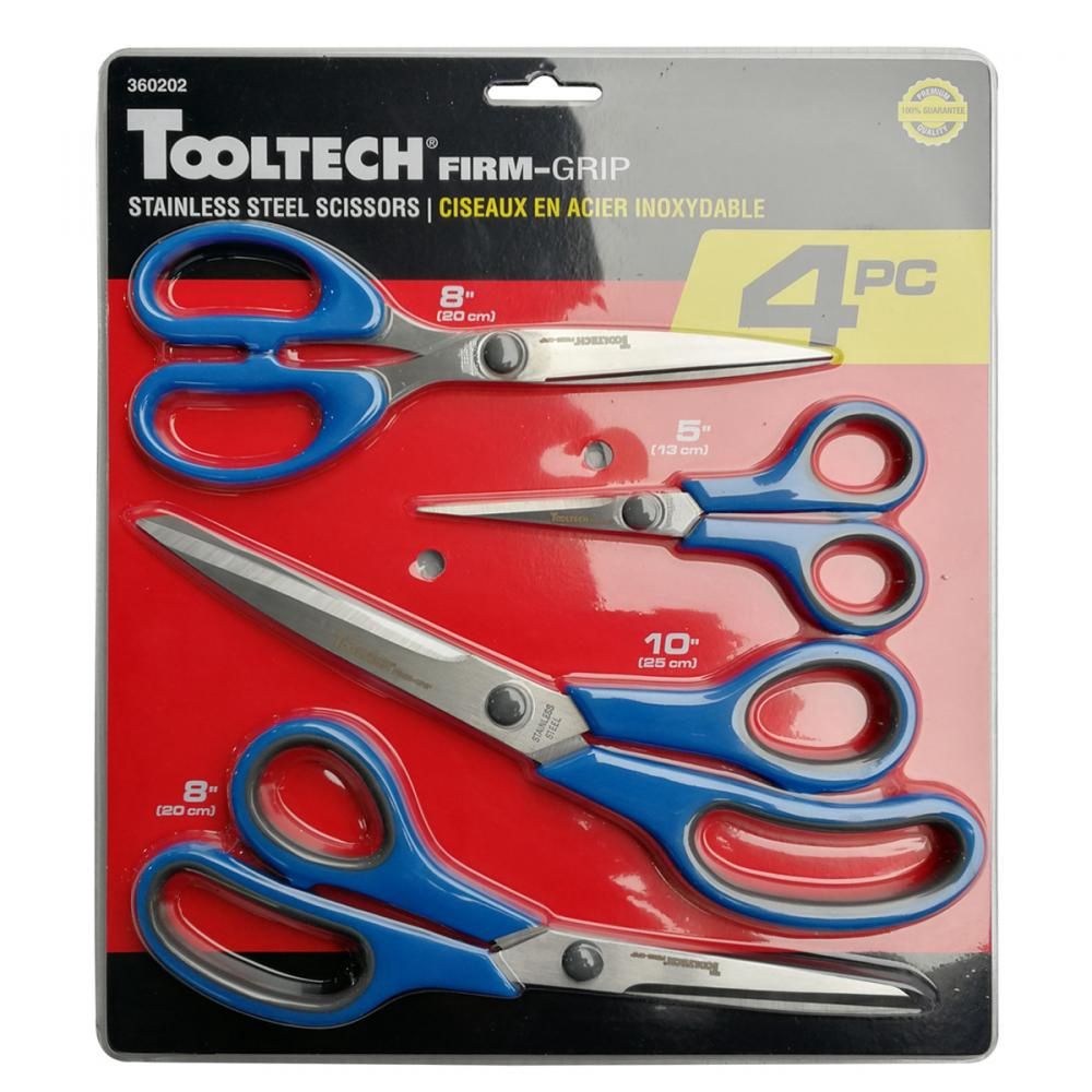 360202 4PC Stainless Steel Scissors Set (5in, 8in, 8in, 10in)