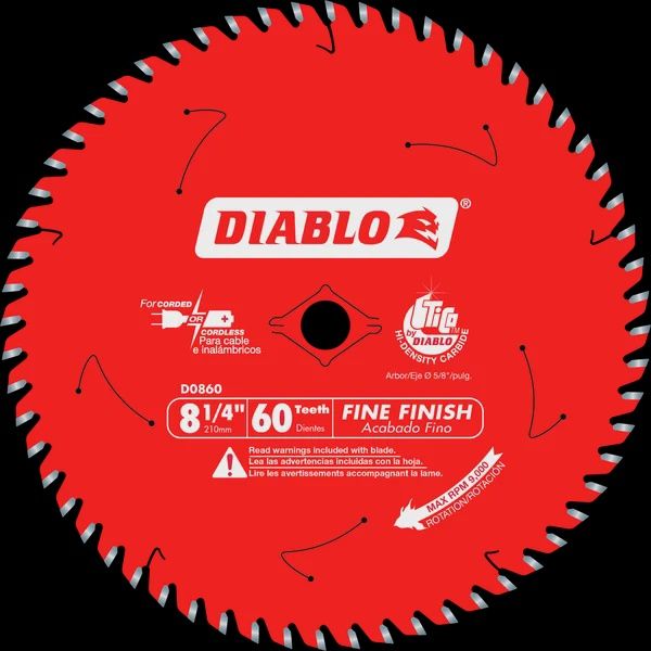 D0860X Diablo 8-1/4&quot; 60T Fine Finish Blade
