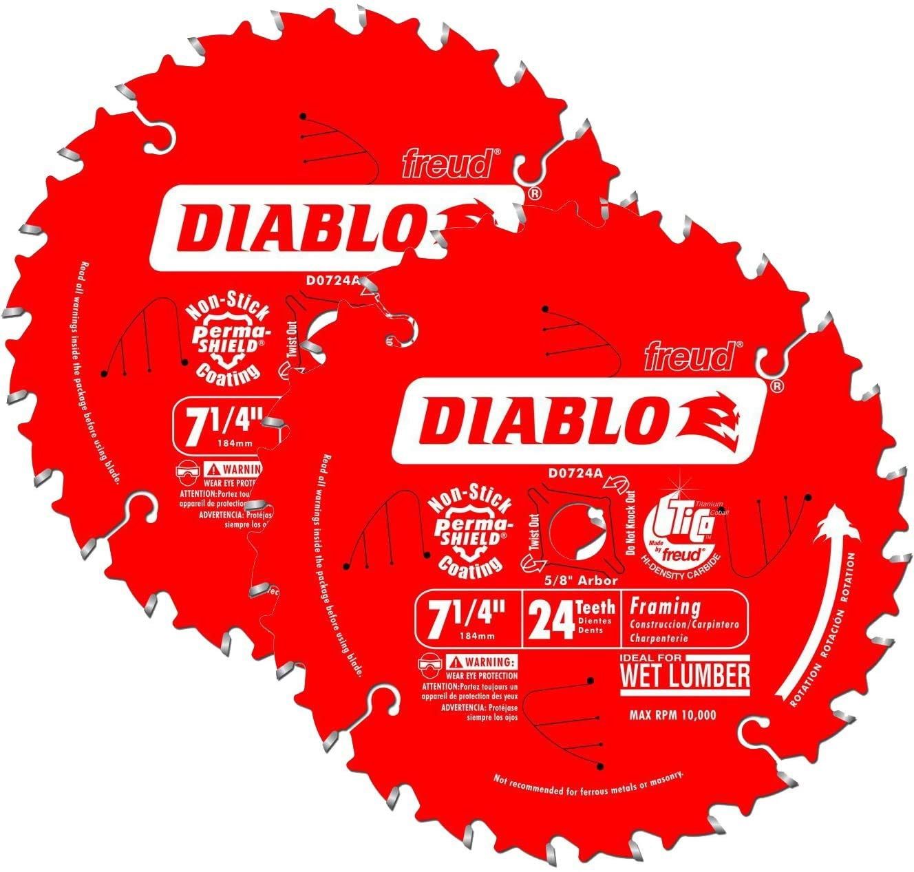 D0724PX Diablo 7-1/4&quot; 24T Framing Blades 2PK