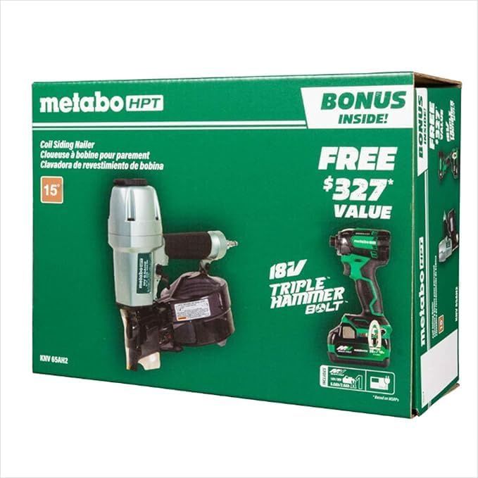 KNV65AH2M Matabo  Pro Bundle 2-1/2 Inch Coil Siding Nailer with BONUS Impact Driver Kit