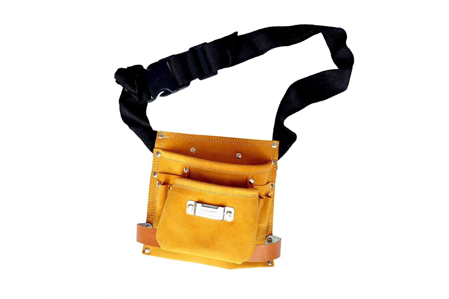 LA006 Baum 8 pocket Split leather Tool Bag Black