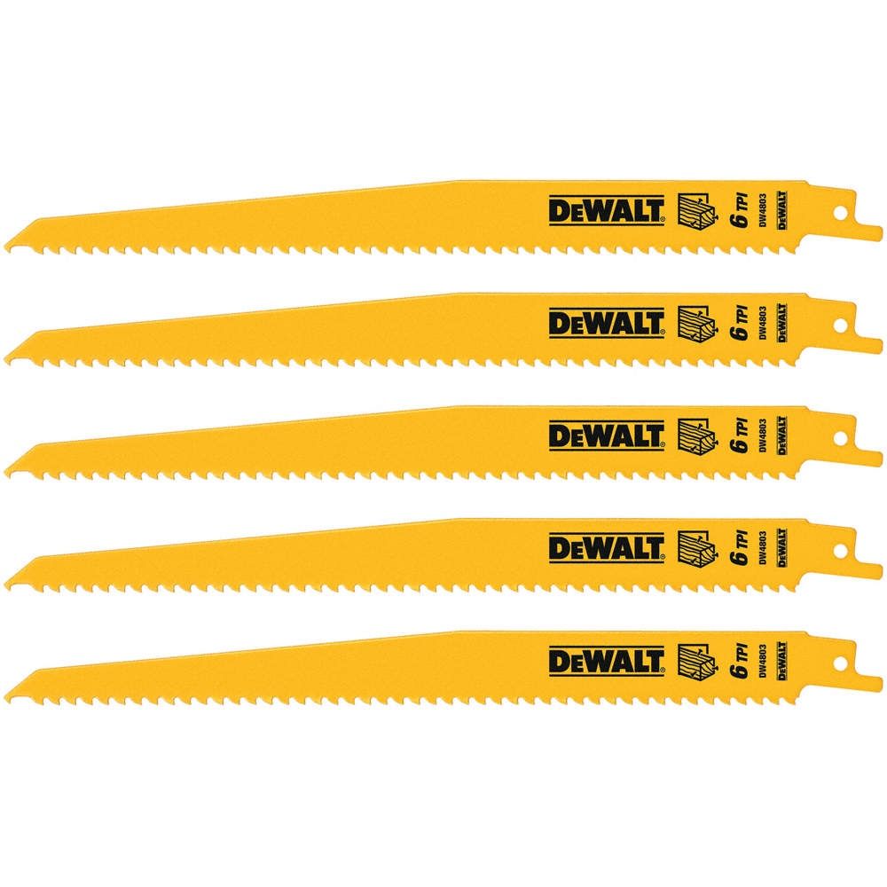 DW4803B25Z 9&quot;     6 TPI TAPER BACK BI-METAL RECIPROCATING SAW BLADE (BULK 25)