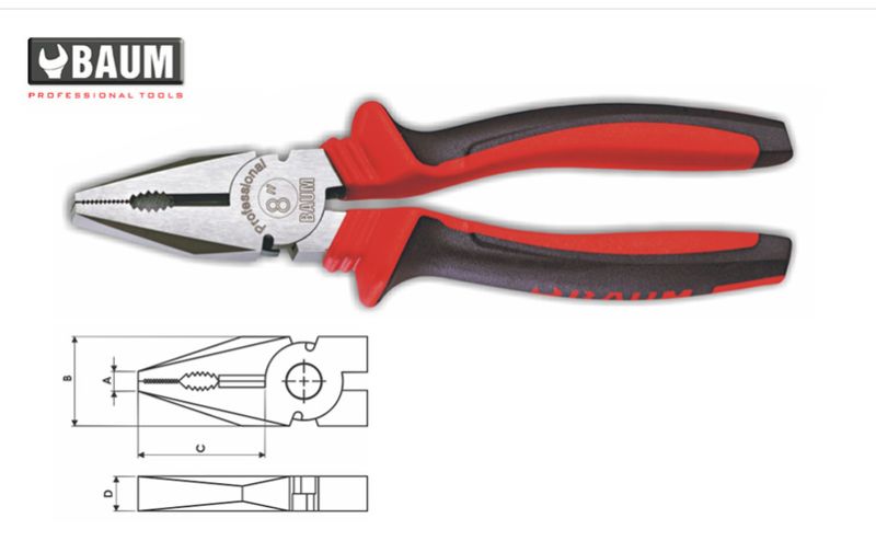 1 Combination Cutting Pliers, Steel- C60, Finish- Polished, Sleeve- DC 8&quot; / 200 MM
