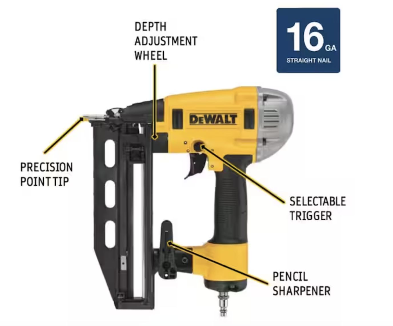 Dwfp71917 Dewalt 16 GA Precision Point Finish Nailers