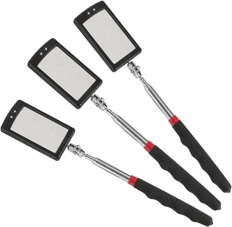 716119 2in x 3-14in Telescopic Inspection Mirror With LED
