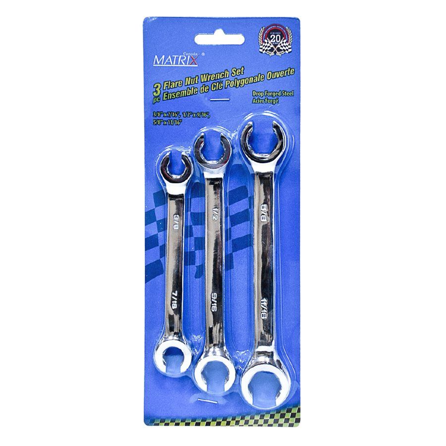 702302 3PC Flare Nut Wrench Metric Set