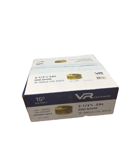 VR 2-1/4&quot; X .094  Ring Shank Hot Dipped Galvanized Coil Nail
