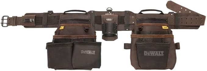 DEWALT Tool Rig Professional Premium Leather Tool Belt, 18 Pockets, Durable Design, Adjustable (DWST550113)