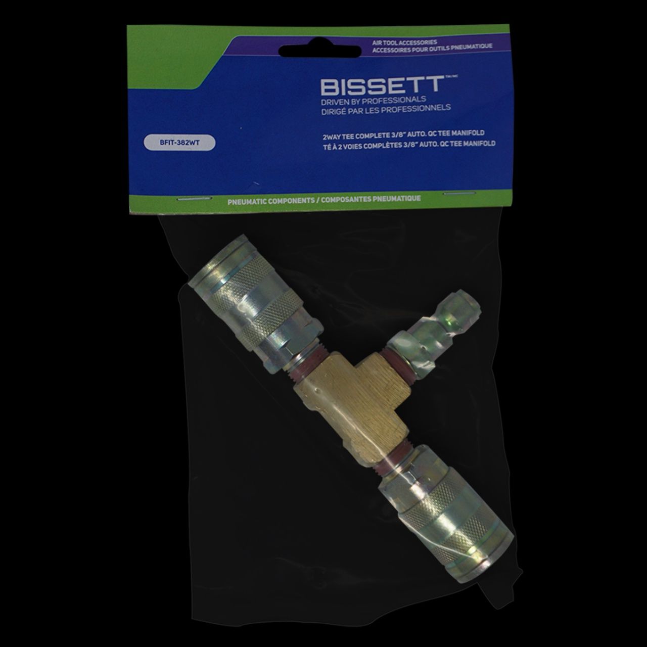 Bissett-Bissett BIS-BFIT-382WT 3/8in Auto. Qc Tee Manifold 2 Way Tee Complete