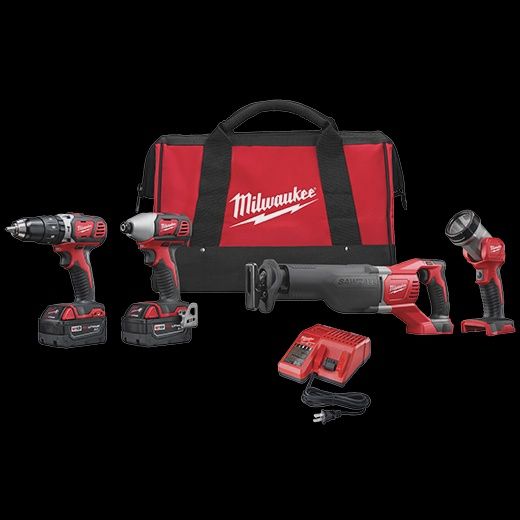 Milwaukee- M18 Cordless LITHIUM-ION 4-Tool Combo Ki