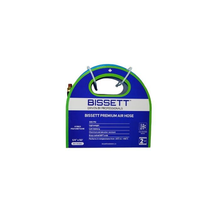 Bissett-1/4&quot; ​X ​50&#39; ​HOSE ​BLUE SWIVEL ​ENDS ​HYBRID ​POLYURETHANE