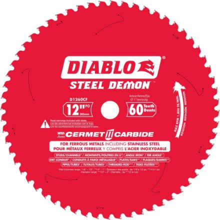 Diablo Steel Demon 12-inch x 60 Tooth Carbide Tipped Circular Saw Blade for Metal Cutting