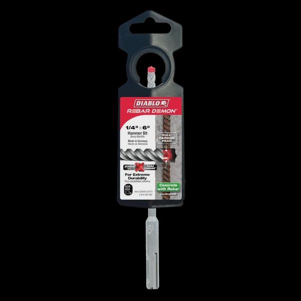 Diablo-1/4&quot; x 4&quot; x 6&quot; Rebar Demon™ SDS-Plus 4-Cutter Full Carbide Head Hammer Drill Bit