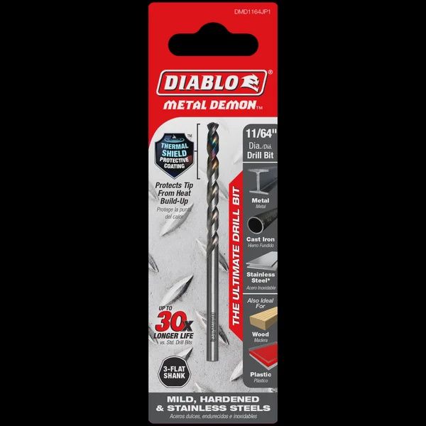 Diablo-11/64&quot; Metal Demon™ Drill Bit for Mild, Hardened and Stainless Steels