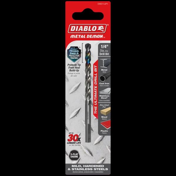 Diablo-1/4&quot; Metal Demon™ Drill Bit for Mild, Hardened and Stainless Steels