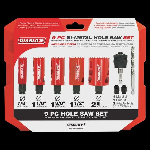 9 pc General Purpose Bi-Metal Hole Saw Set