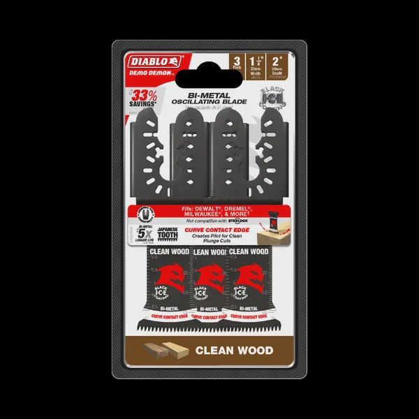 1-1/4&quot; Demo Demon™ Universal Fit Bi-Metal Oscillating Blades for Clean Wood (3-pk)