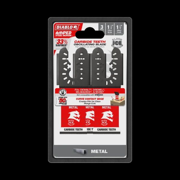 1-1/4&quot; AMPED™ Steel Demon™ Universal Fit Carbide Teeth Oscillating Blades for Metal (3-pk)
