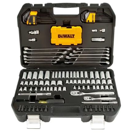 DEWALT 1/4-inch x 3/8-inch Drive Polished Chrome Mechanics Socket Set (142-Piece) with (2) Pear Head Ratchets