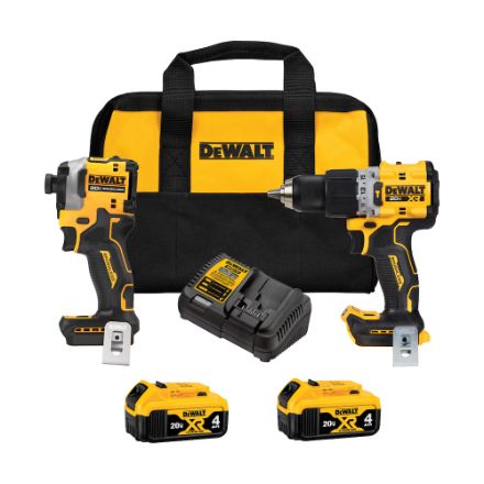 DEWALT 20V MAX XR Hammer Drill and ATOMIC Impact Driver Combo Kit with (2) 4Ah Batteries