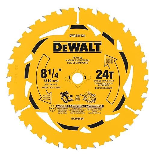 DEWALT Circular Saw Blade, 8-1/4 Inch, 24 - Tooth (DWA281424)